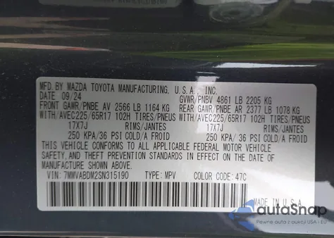 2025 Mazda Cx-50 2.5 S Premium Package from USA, damaged, VIN 7MMVABDM2SN315190